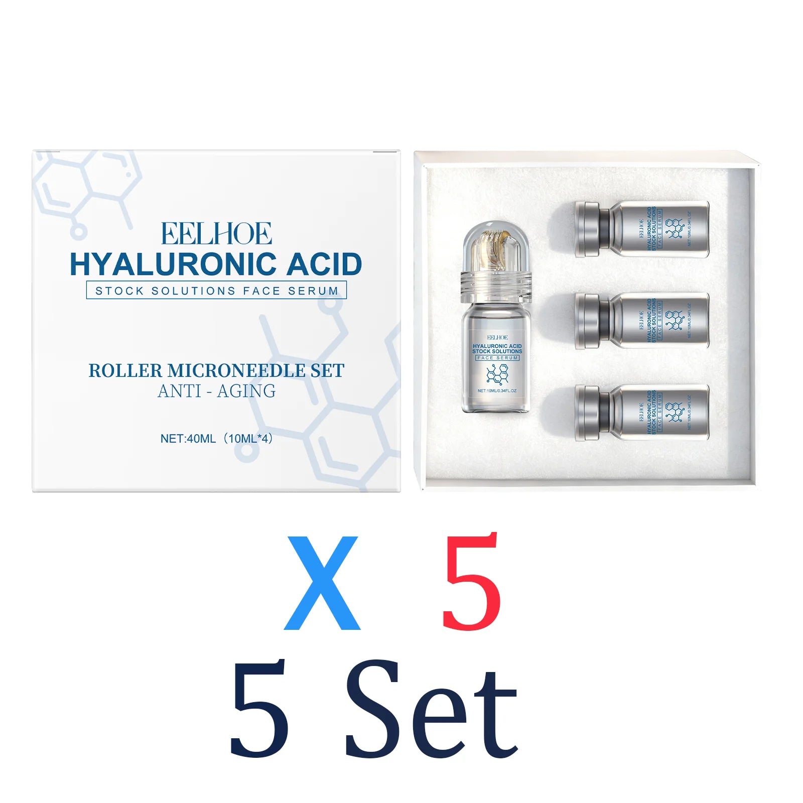 5 Set NET WT Niacinamide Microneedle Face Serum Kit – 0.25 mm Roller