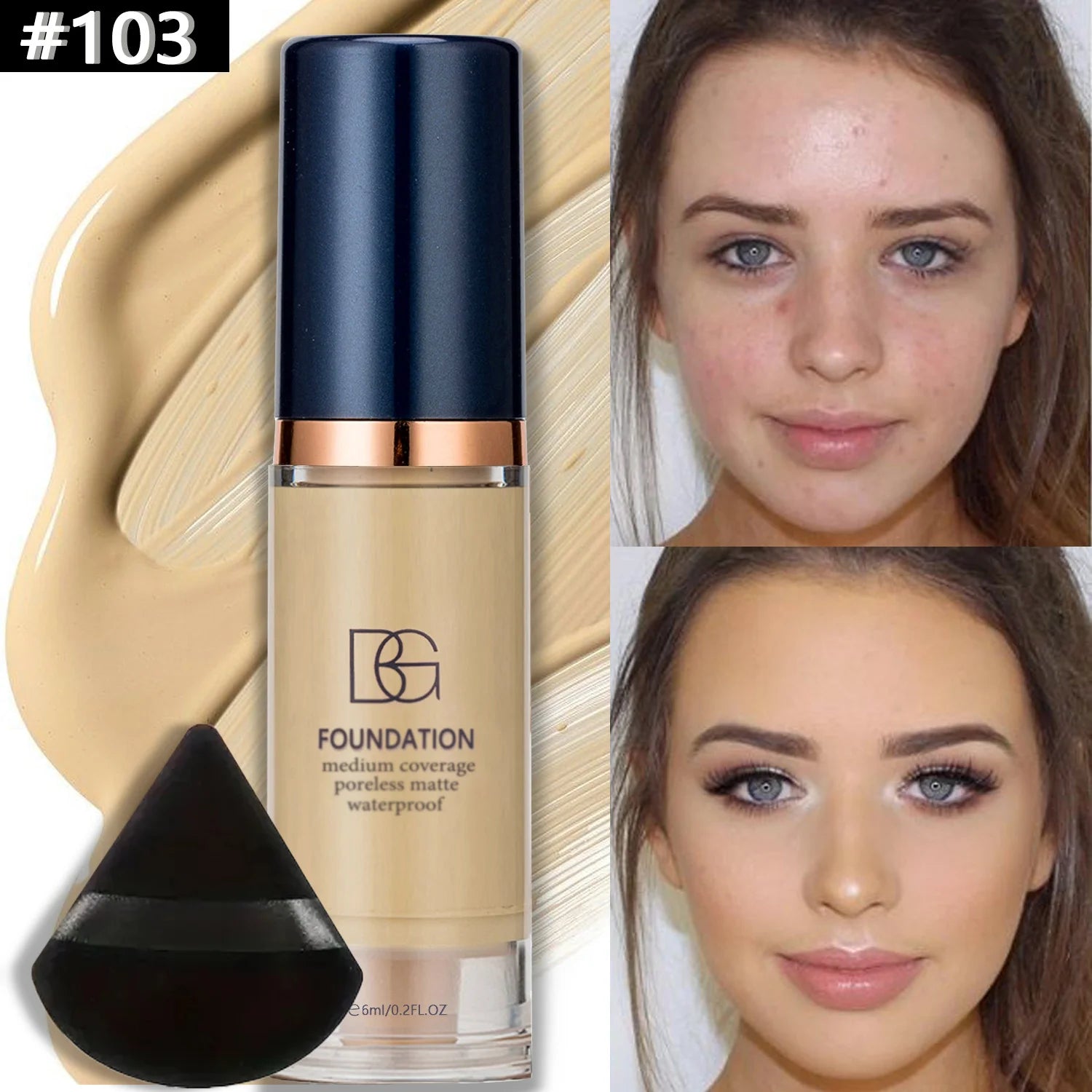 103 Color Full Coverage Liquid Foundation Set – Matte, Long-Lasting