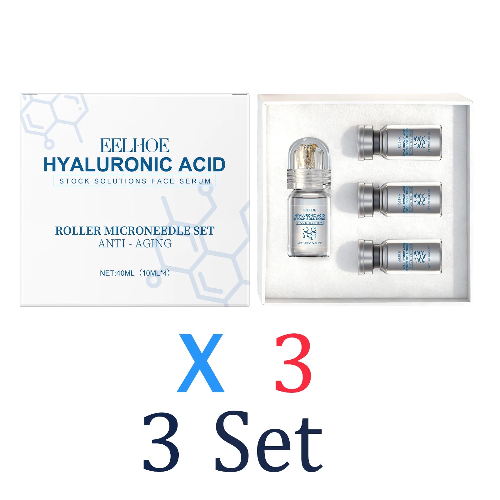 3 Set NET WT Niacinamide Microneedle Face Serum Kit – 0.25 mm Roller