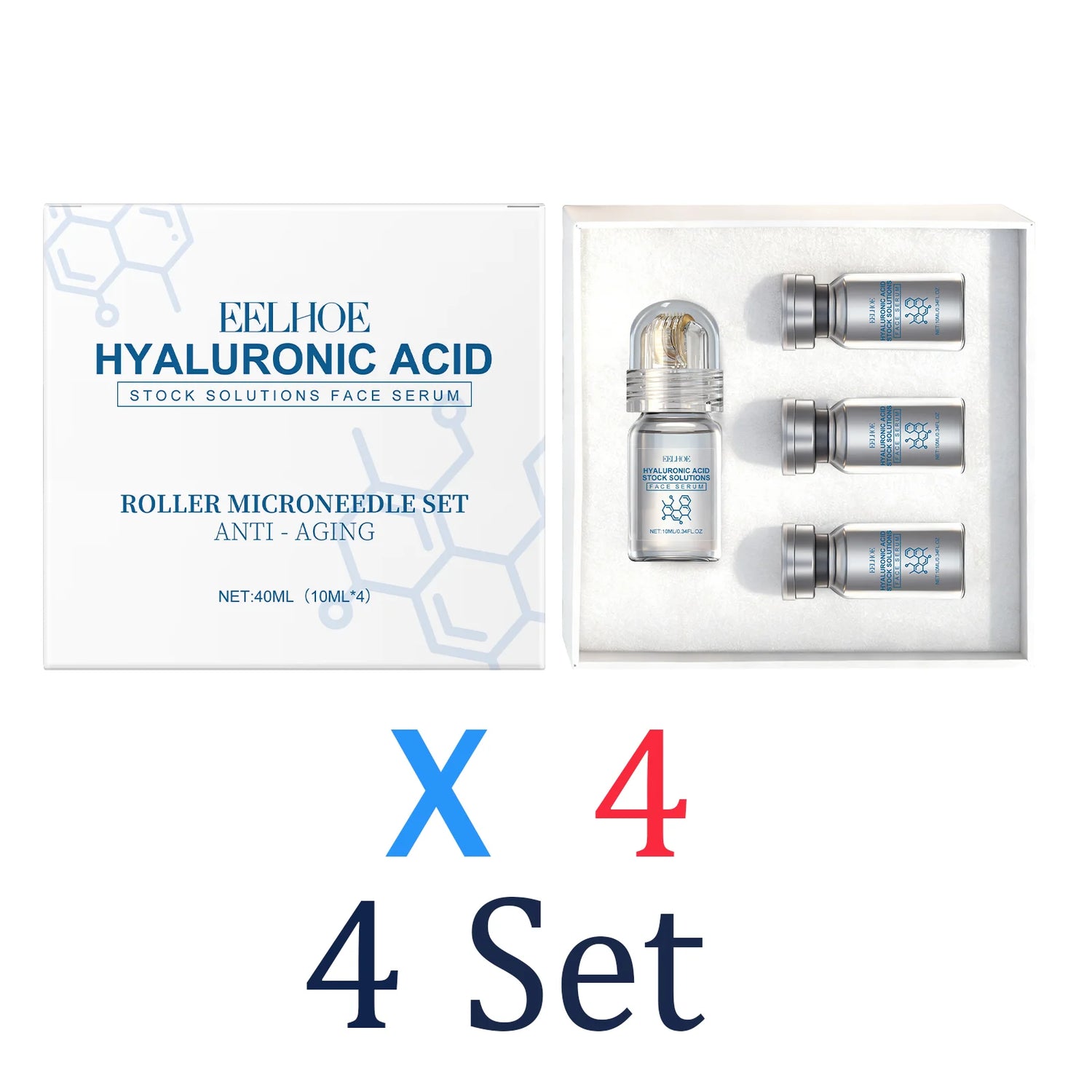 4 Set NET WT Niacinamide Microneedle Face Serum Kit – 0.25 mm Roller