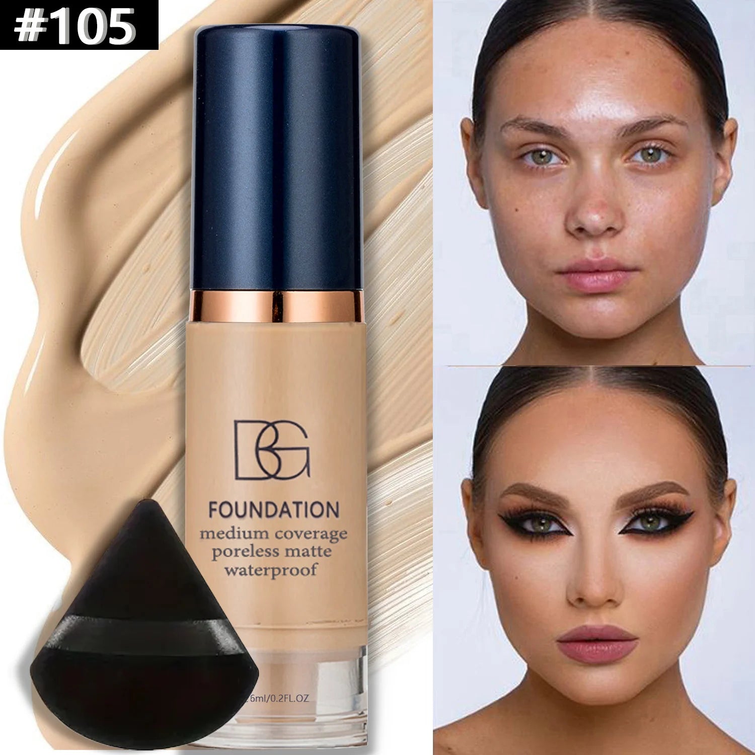 105 Color Full Coverage Liquid Foundation Set – Matte, Long-Lasting