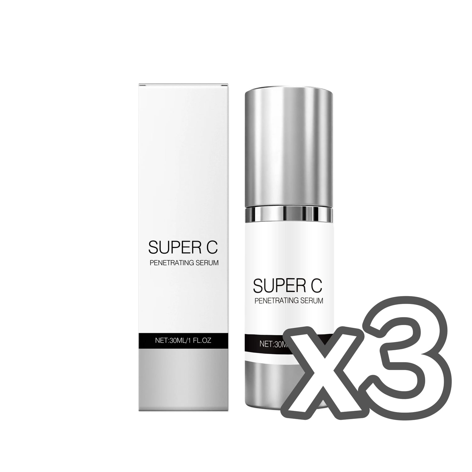 30ml Boxed x 3PCS NET WT Vitamin C Face Serum – Brightening, Firming & Hydrating