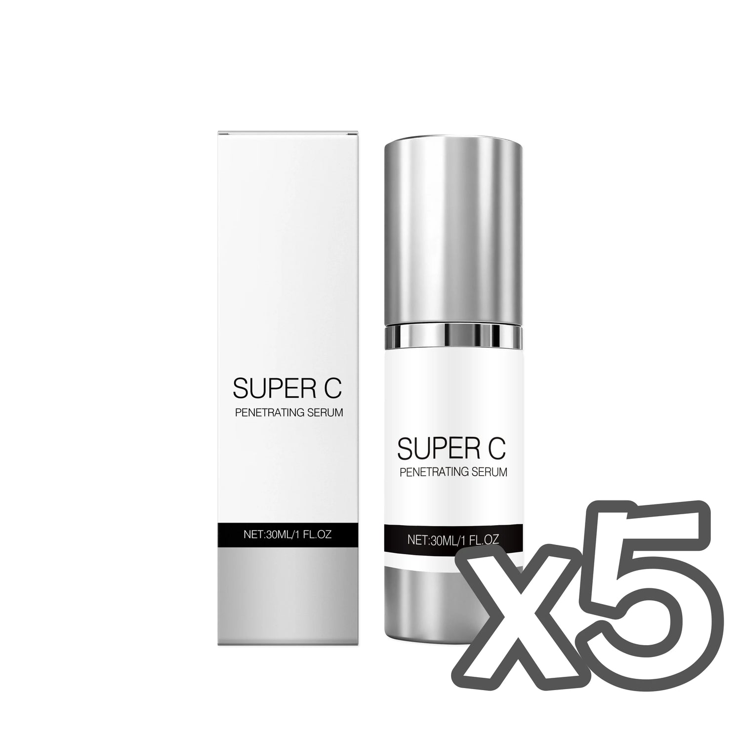 30ml Boxed x 5PCS NET WT Vitamin C Face Serum – Brightening, Firming & Hydrating