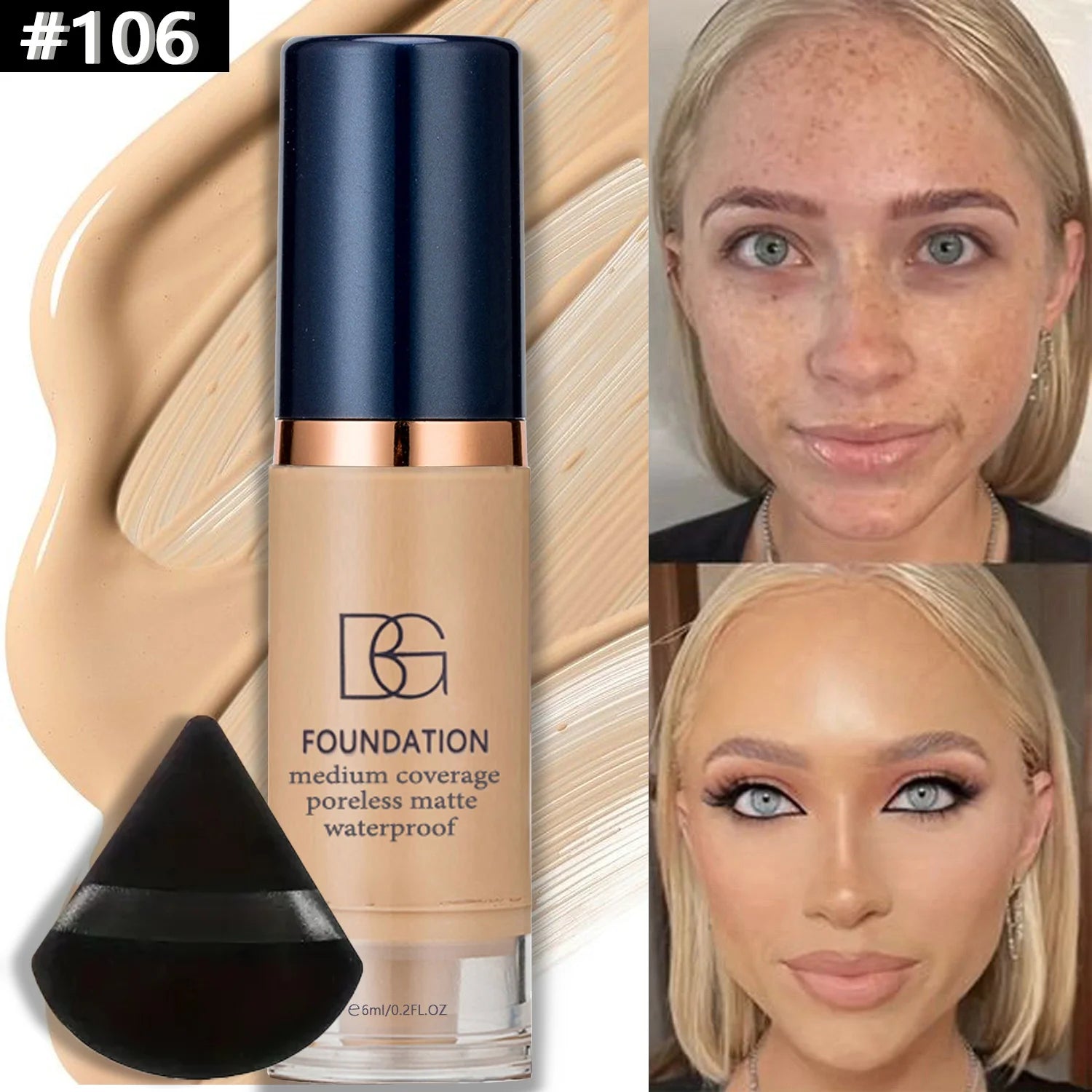 106 Color Full Coverage Liquid Foundation Set – Matte, Long-Lasting