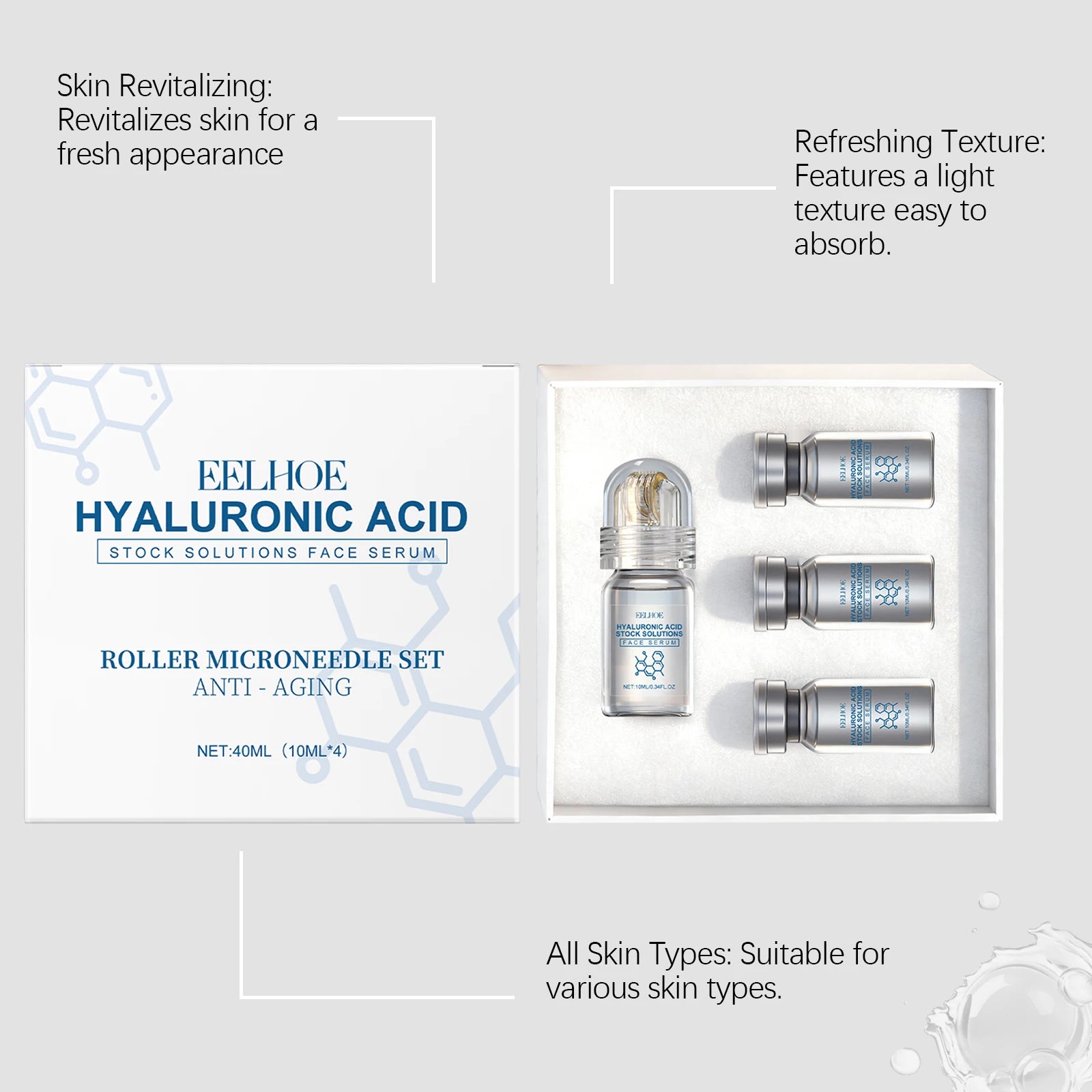 Niacinamide Microneedle Face Serum Kit – 0.25 mm Roller
