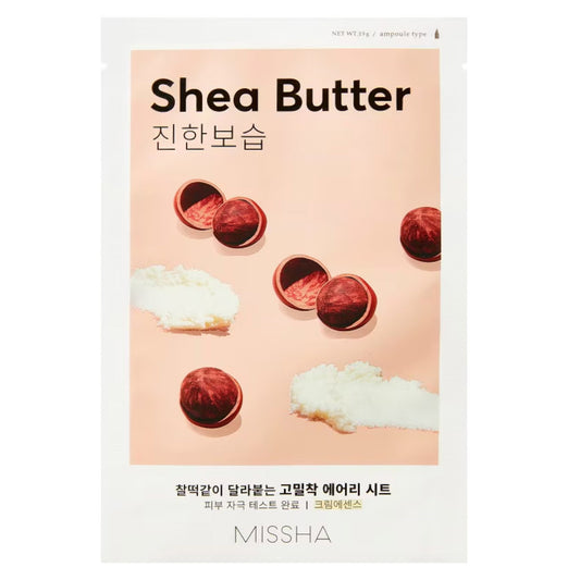 Missha, Airy Fit Shea Butter, Hydration, Sheet Mask, For Face, 19 g